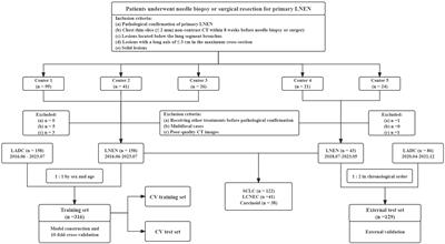 CT radiomics to differentiate neuroendocrine neoplasm from adenocarcinoma in patients with a peripheral solid pulmonary nodule: a multicenter study